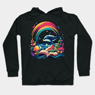 Whale Reads Book Hoodie